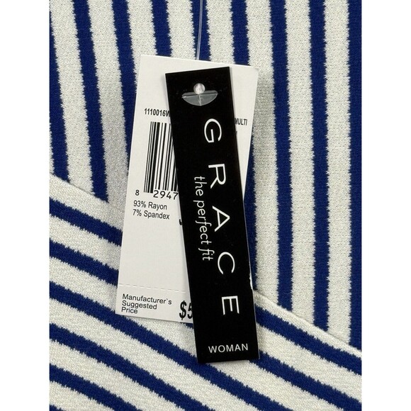 Grace The Perfect Fit Top Womens Shirt Blue White Multi Stripe 3/4 Sleeve 3X NWT - Picture 6 of 6